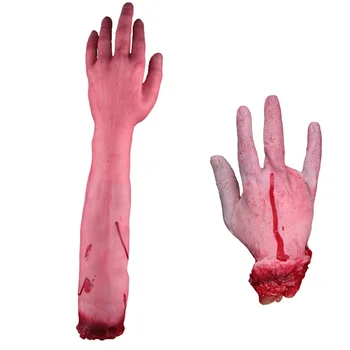 2 Предмета, украса за ръце на Хелоуин, инструмент за изтегляне на играчка с фалшива кръв, ужасно играчки за парти, счупен крак
