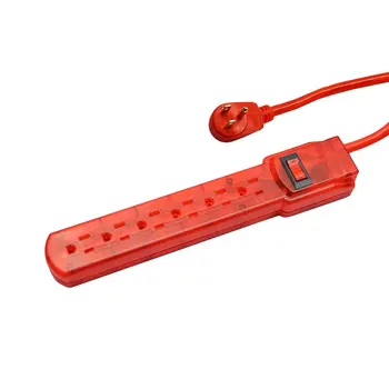 6 Контакти Прозрачен филтър мрежа дизайнерска серия - кабел 160 Джоулей / 3 фута - Червен