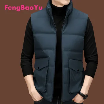Fengbaoyu Зимата пуховый жилетка, Мъжки Ежедневни Пуховик без ръкави, с висока яка, Черна яке, стяга за пътуване, топли дрехи на открито, Безплатна доставка