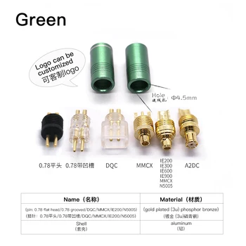 HAKUGEI Green САМ Потребителски пин 0.78 Mmcx Qdc Плосък 0.78 Ie200 Ie600 Ie900 A2DC N5005