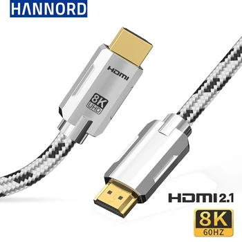 Hannord HDMI-съвместима версия 2.1, висока скорост на 48 gbps, поддръжка на динамичен HDR TDR с резолюция от 8 До 60 Hz, Резолюция от 4 До 120 Hz, аудио-видео кабел HDMI