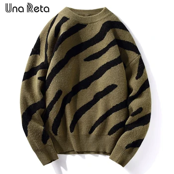 Una Reta/ Нов трикотажный жаккардовый пуловер райе, Мъжки Пуловери Есен-зима, ежедневни блузи в стил Харадзюку с дълги ръкави, Топли пуловери, Мъжки