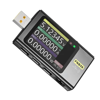 USB-тестер FNB58, цифров волтметър, тестер за ток, протокол за бързо зареждане на USB Type-C, Откриване на задействане на хранене PD, Макс 7A