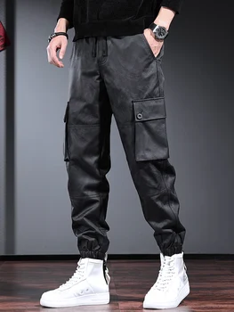 Есенни Черни Камуфляжные Панталони-карго, Мъжки Модни Тактически Панталони с големи джобове, Свободни Панталони с еластичен ластик на талията