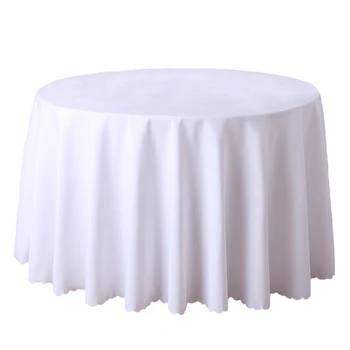 Изработени По Поръчка в Луксозна Полиестер Памучен Покривка Просто Тъкат Solid 120 White Round Table Cloth За Украса на сватбено Тържество в хотела