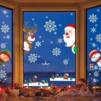 Коледни стикери за прозорците 2022, Забавни коледни декорации за дома, Коледна украса Навидад Noel, Коледен подарък за Нова година 2023