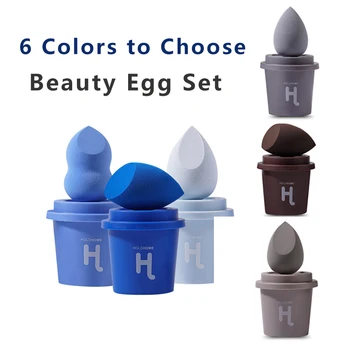 Комплект сини Цветни Яйца под формата на Капки Вода от Тиква Комплект за грим на Шарената възглавница, Космически Гъба Инструмент за яйца За мокър и сух използването на Грим