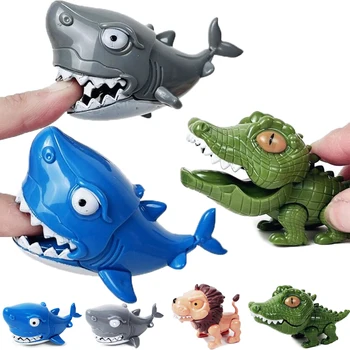 Кусающих пръстите играчки-Лъвове и Акули, Детски Мини-Забавни, креативни играчки динозаври, образователни игри за деца, взаимодействие с хитри животни, Модели