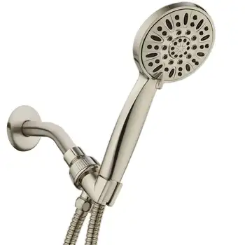 Луксозен Ръчен душ Pressure 6 с маркуч от неръждаема Стомана и регулируеми група - Използва се като на горен душ или ръчен душ /
