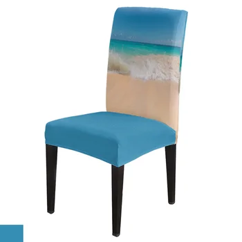 Морски плаж Вълна, комплект калъфи за столове, Кухненски кът Калъф от еластична ликра за банкет, Сватбени партита
