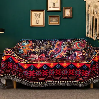 Нескользящий калъф за дивана в етнически стил, в ретро стил, за всекидневната, Винтажное грязезащитное одеяло, общежития за партита, украси за дома