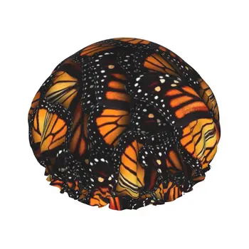 Оранжеви Пеперуди-монарси, Водоустойчив шапка за душ с еластична подолом, Реверсивная шапка за душ и сън за всяка дължина на косата