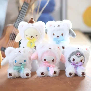 Плюшени играчки Kawaii Sanrio Melody Cinnamoroll Kuromi плюшени педанты ключодържател меки играчки за коледни подаръци