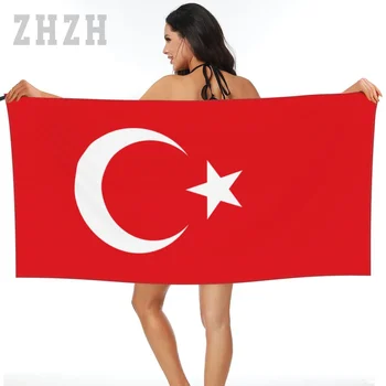 По-дизайн на Турция Турски Флаг Емблемата на Кърпи за баня Бързосъхнеща, Микрофибър, Впитывающая Мека Вода, Дишаща Плажни Дрехи за плуване Баня
