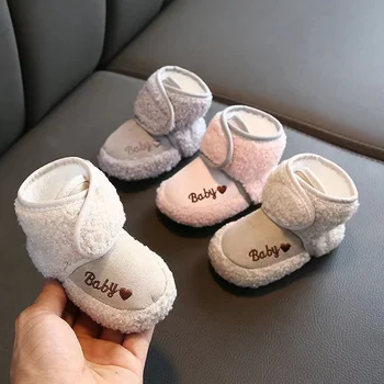 Пролетно-зимни топли обувки за новородено, обувки за момчета и 1-годишни момичета в предучилищна възраст, зимните обувки на меху с мека подметка 0-18 месеца