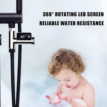Термометър за вода на душа, въртящ се на 360 °, следи температурата на водата в детската ванночке 5-85 ℃, измерване на температура, душ за баня и кухня