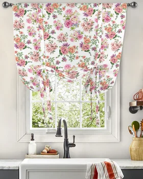 Цветя, листа, Градиентные завеси с цветя за хол, спалня, Модерна душ завеса на прозореца, Къса завеса за кухни