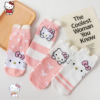 Чорапи Kawaii Sanrio Здравейте Kittys Y2K, Сладък студентски аниме, Летни тънки удобни чорапи, абсорбиращи потта, Играчки за момичета, подаръци